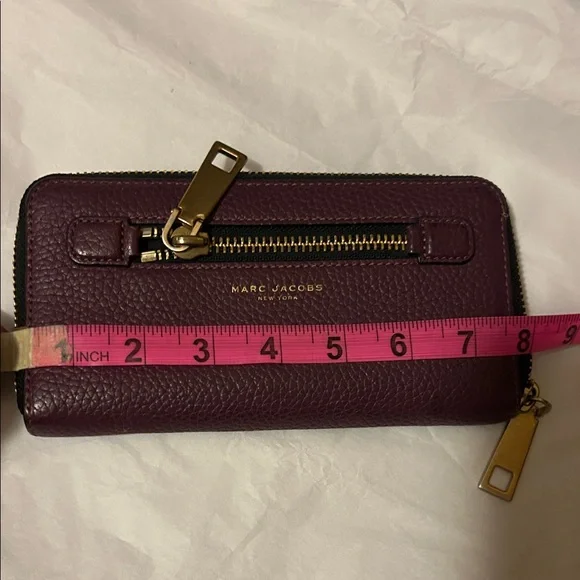 Marc Jacobs Aubergine Leather Wallet with Gold Accents - Picture 12 of 13
